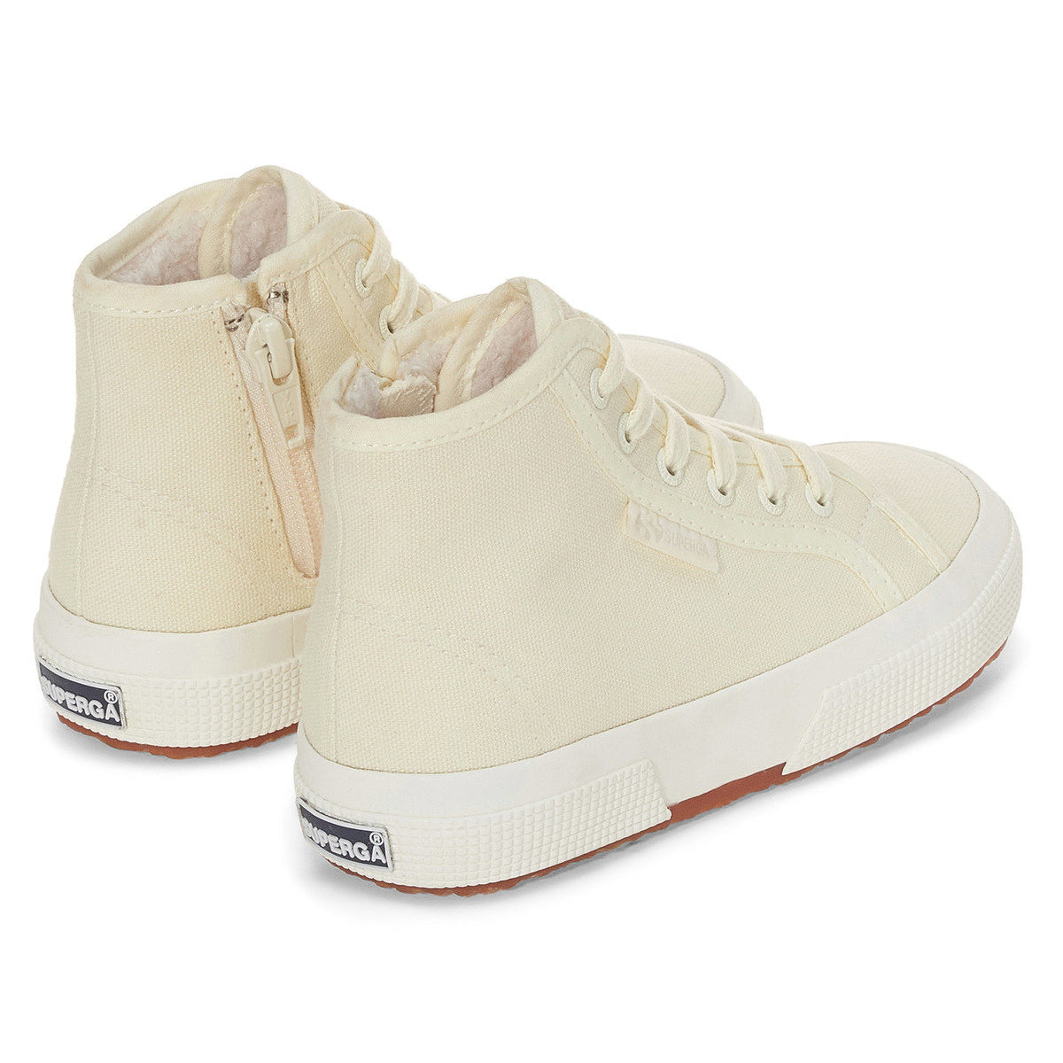Natural Beige-Avorio - Back - Superga Childrens-Kids 2709 Waterproof Cotton High Tops
