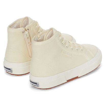 Natural Beige-Avorio - Back - Superga Childrens-Kids 2709 Waterproof Cotton High Tops