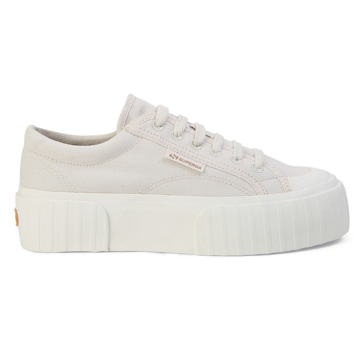 Dried Magenta Leaves - Side - Superga Womens-Ladies 2631 Striped Organic Cotton Platform Trainers