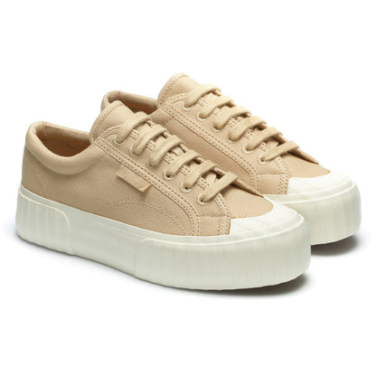 Magenta Terminalia - Front - Superga Womens-Ladies 2631 Striped Organic Cotton Platform Trainers