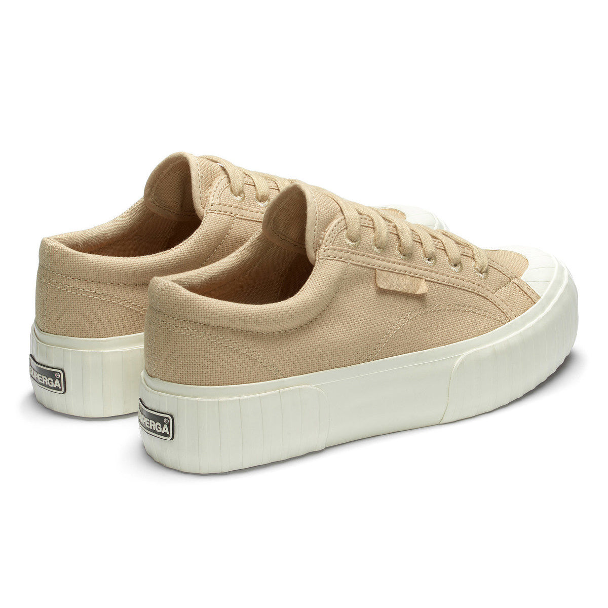 Magenta Terminalia - Back - Superga Womens-Ladies 2631 Striped Organic Cotton Platform Trainers