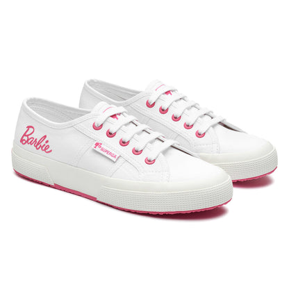 White-Pink - Front - Superga Womens-Ladies 2750 Barbie Terrycloth Trainers