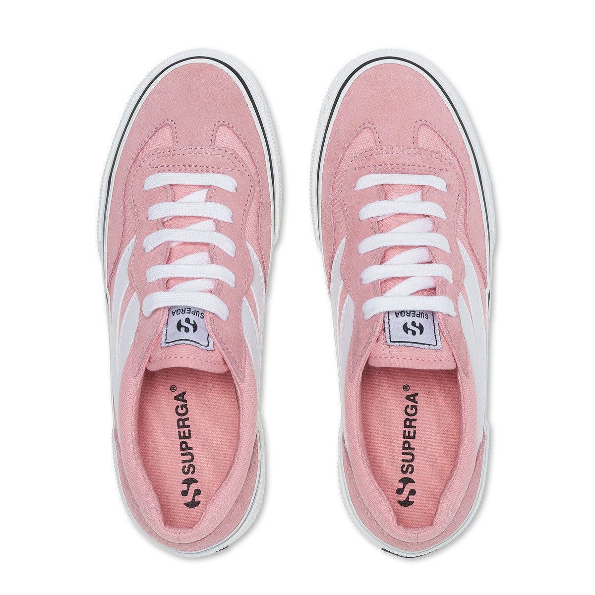 Pink-White - Lifestyle - Superga Womens-Ladies 3041 Revolley Colour Block Suede Platforms
