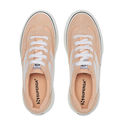 Pink Peach-White - Lifestyle - Superga Womens-Ladies 3041 Revolley Colour Block Suede Platforms