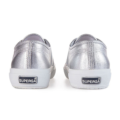 Grey Silver - Back - Superga Womens-Ladies 2750 Metallic Canvas Trainers