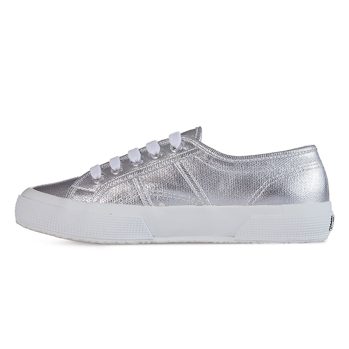 Grey Silver - Side - Superga Womens-Ladies 2750 Metallic Canvas Trainers