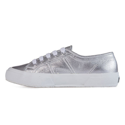 Grey Silver - Side - Superga Womens-Ladies 2750 Metallic Canvas Trainers