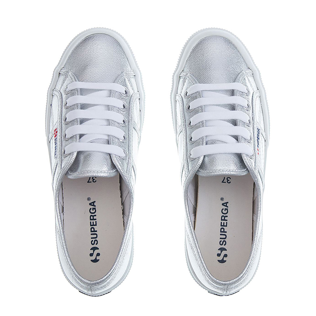 Grey Silver - Lifestyle - Superga Womens-Ladies 2750 Metallic Canvas Trainers