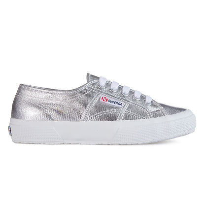 Grey Silver - Front - Superga Womens-Ladies 2750 Metallic Canvas Trainers