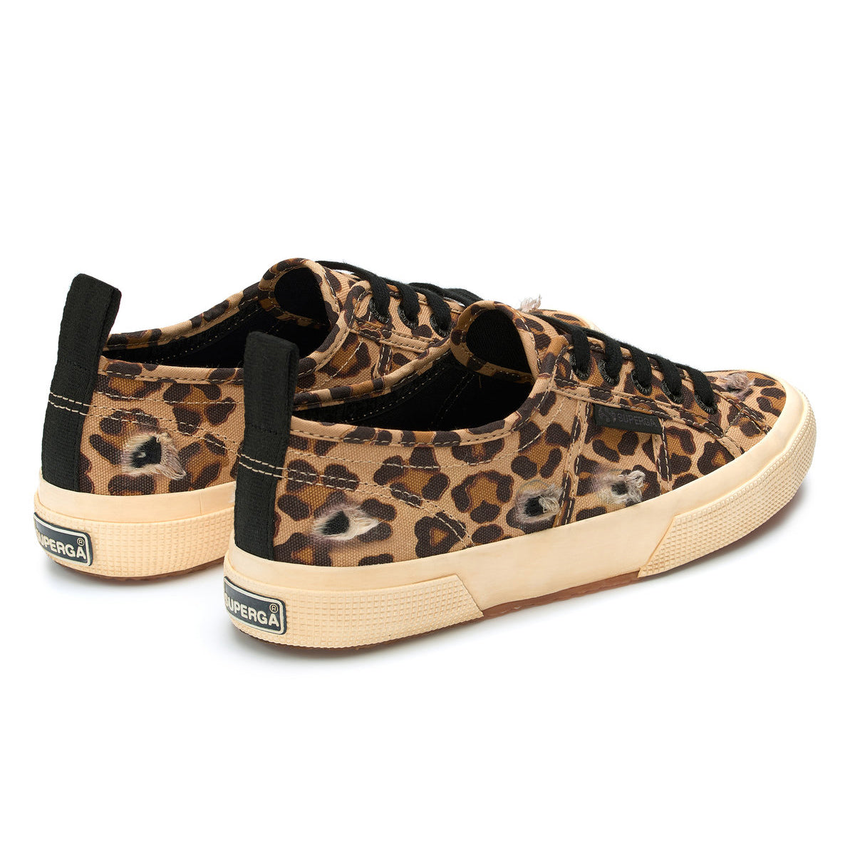 Brown-Black - Back - Superga Womens-Ladies 2750 Leopard Print Trainers