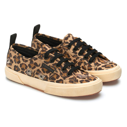 Brown-Black - Front - Superga Womens-Ladies 2750 Leopard Print Trainers