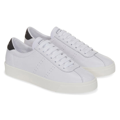White-Bristol Black-Avorio - Front - Superga Unisex Adult 2843 Club S Leather Trainers