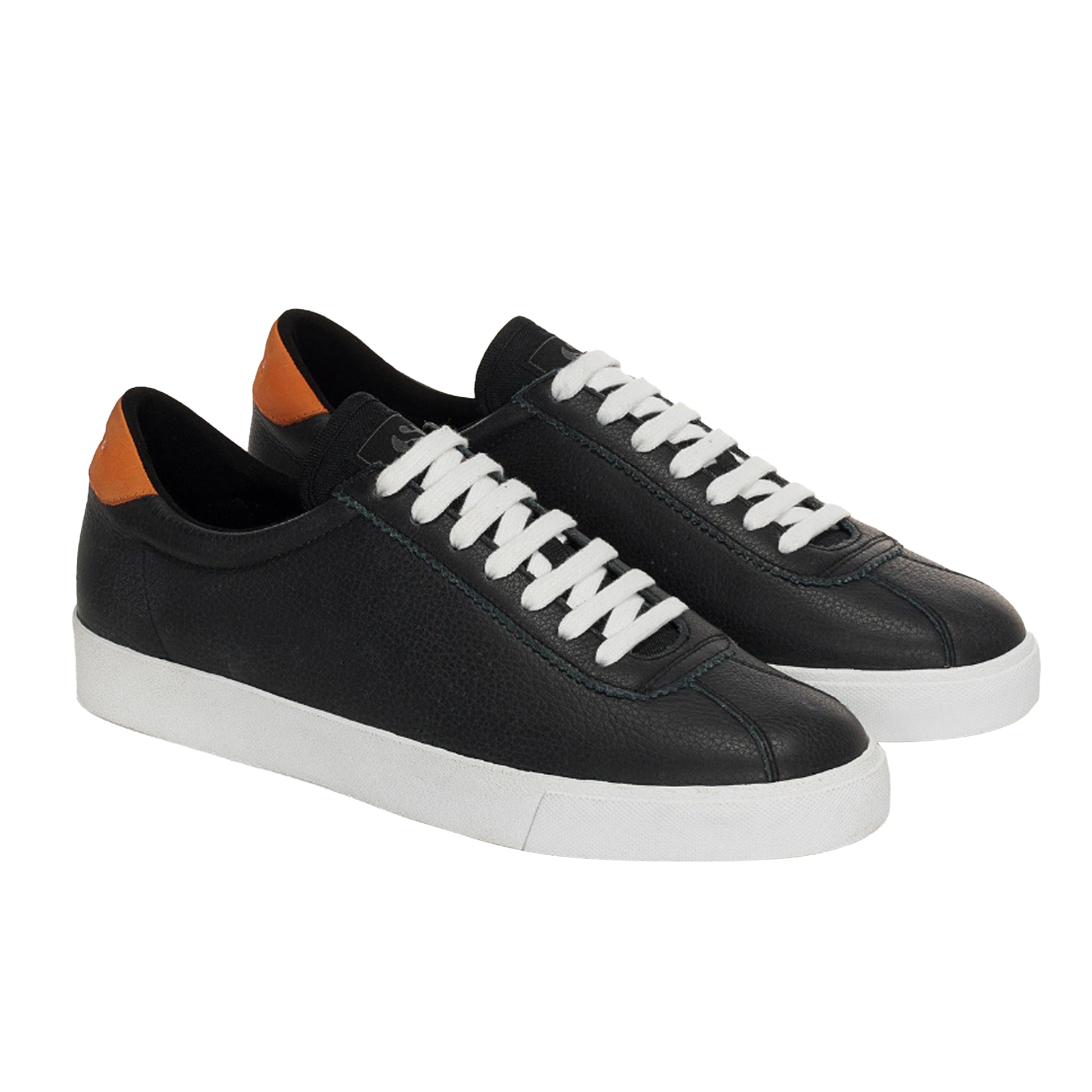 Black-Orange - Back - Superga Unisex Adult 2843 Club S Leather Trainers
