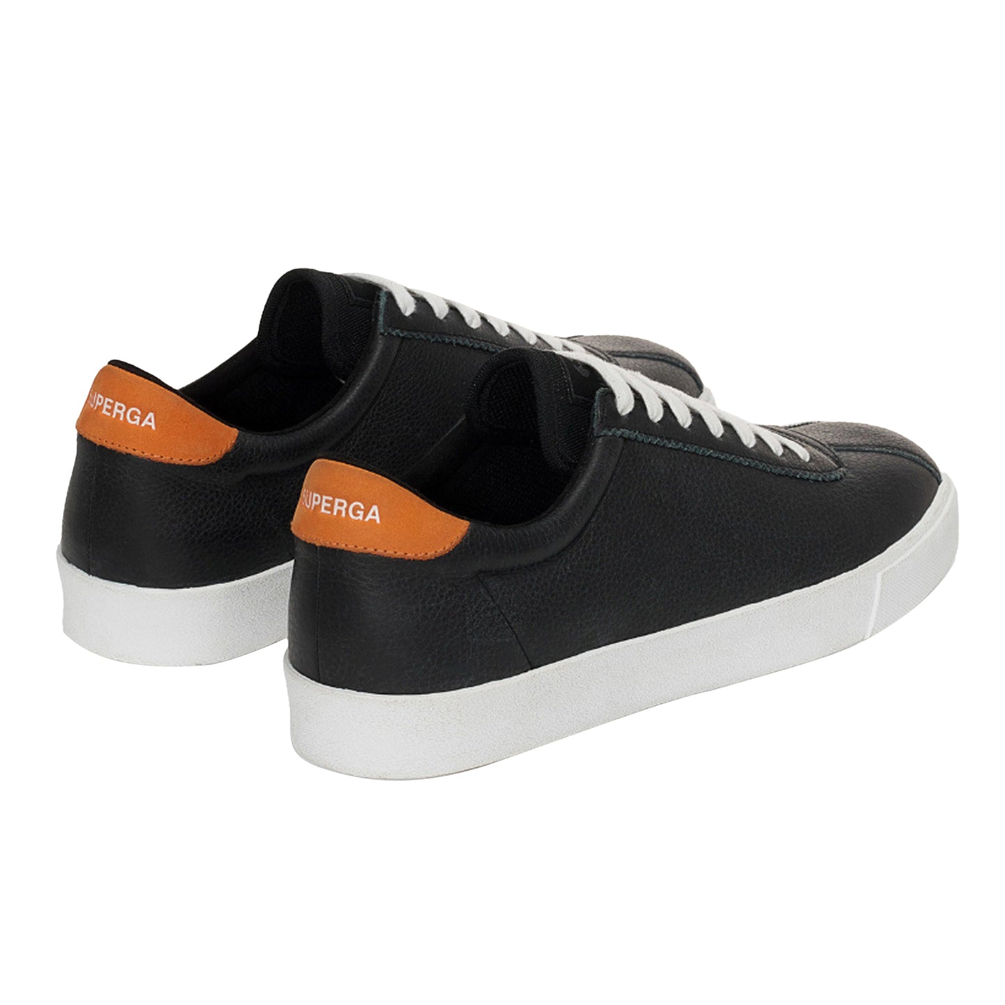 Black-Orange - Side - Superga Unisex Adult 2843 Club S Leather Trainers
