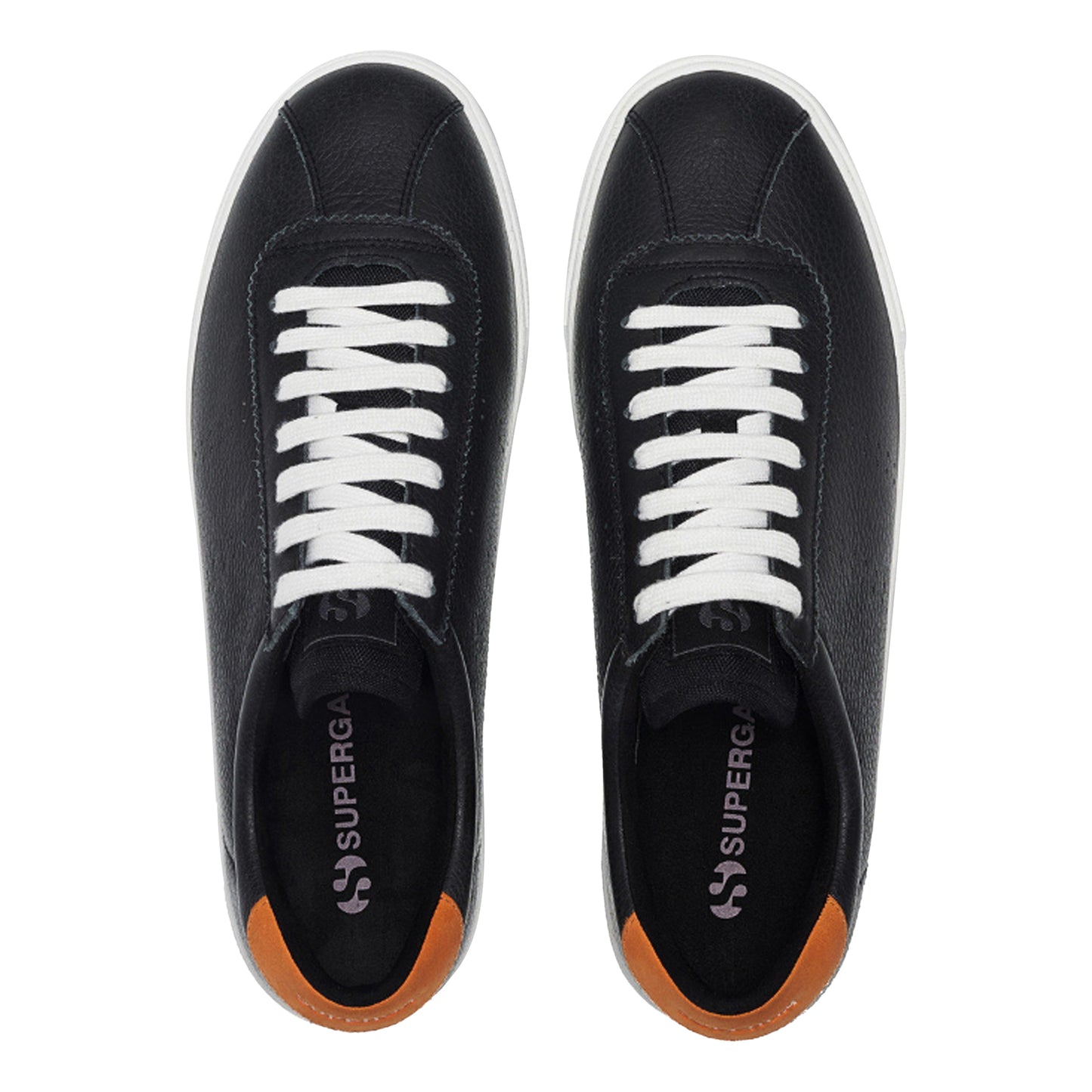 Black-Orange - Lifestyle - Superga Unisex Adult 2843 Club S Leather Trainers