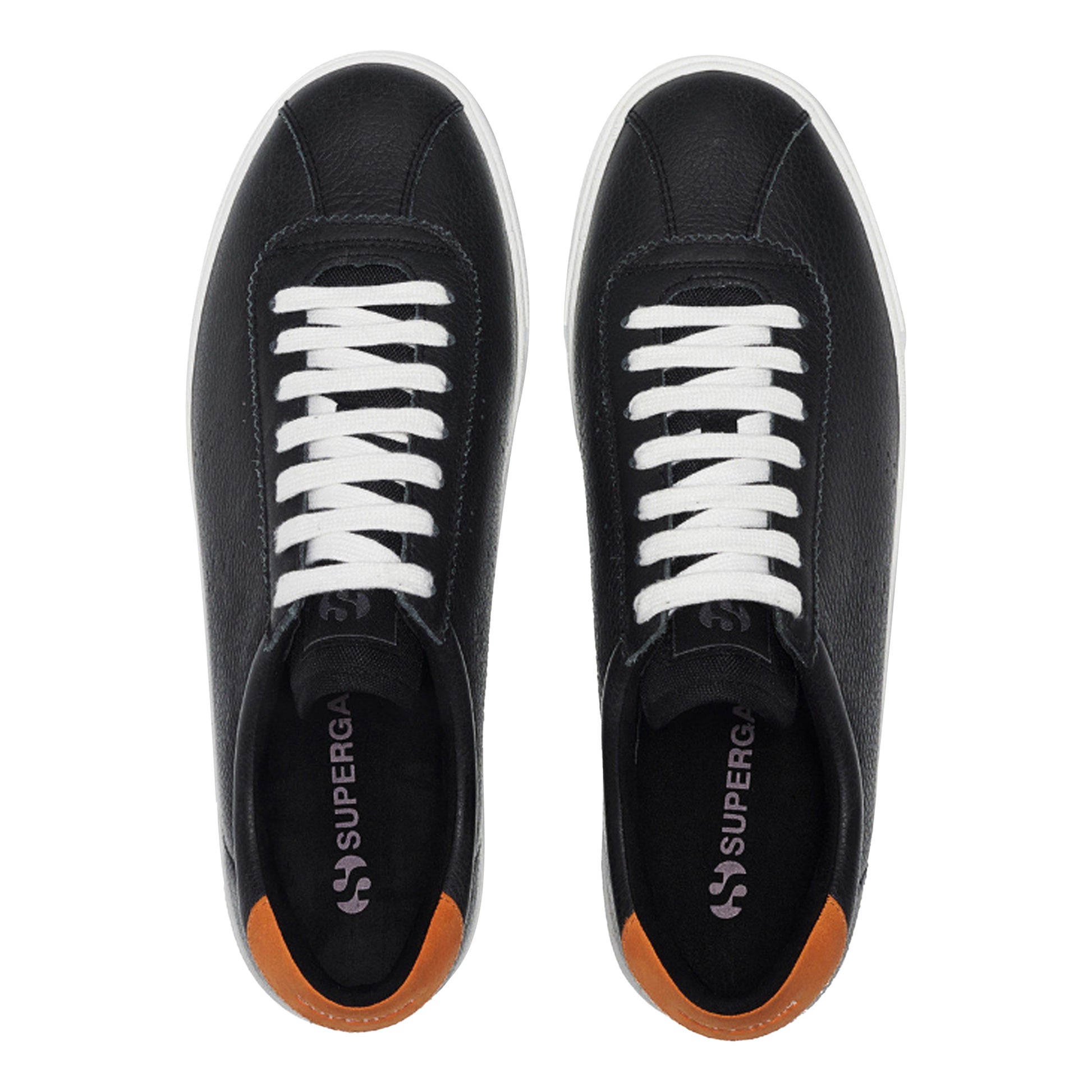 Black-Orange - Lifestyle - Superga Unisex Adult 2843 Club S Leather Trainers
