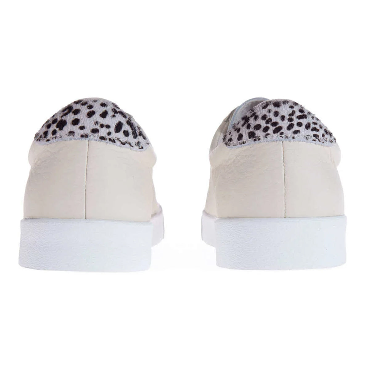 Beige Gesso - Back - Superga Womens-Ladies 2843 Club S Dalmatian Print Tumbled Leather Trainers