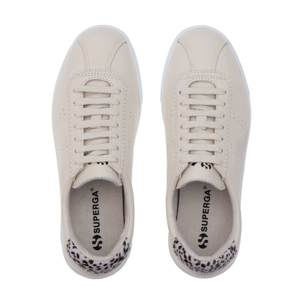 Beige Gesso - Lifestyle - Superga Womens-Ladies 2843 Club S Dalmatian Print Tumbled Leather Trainers