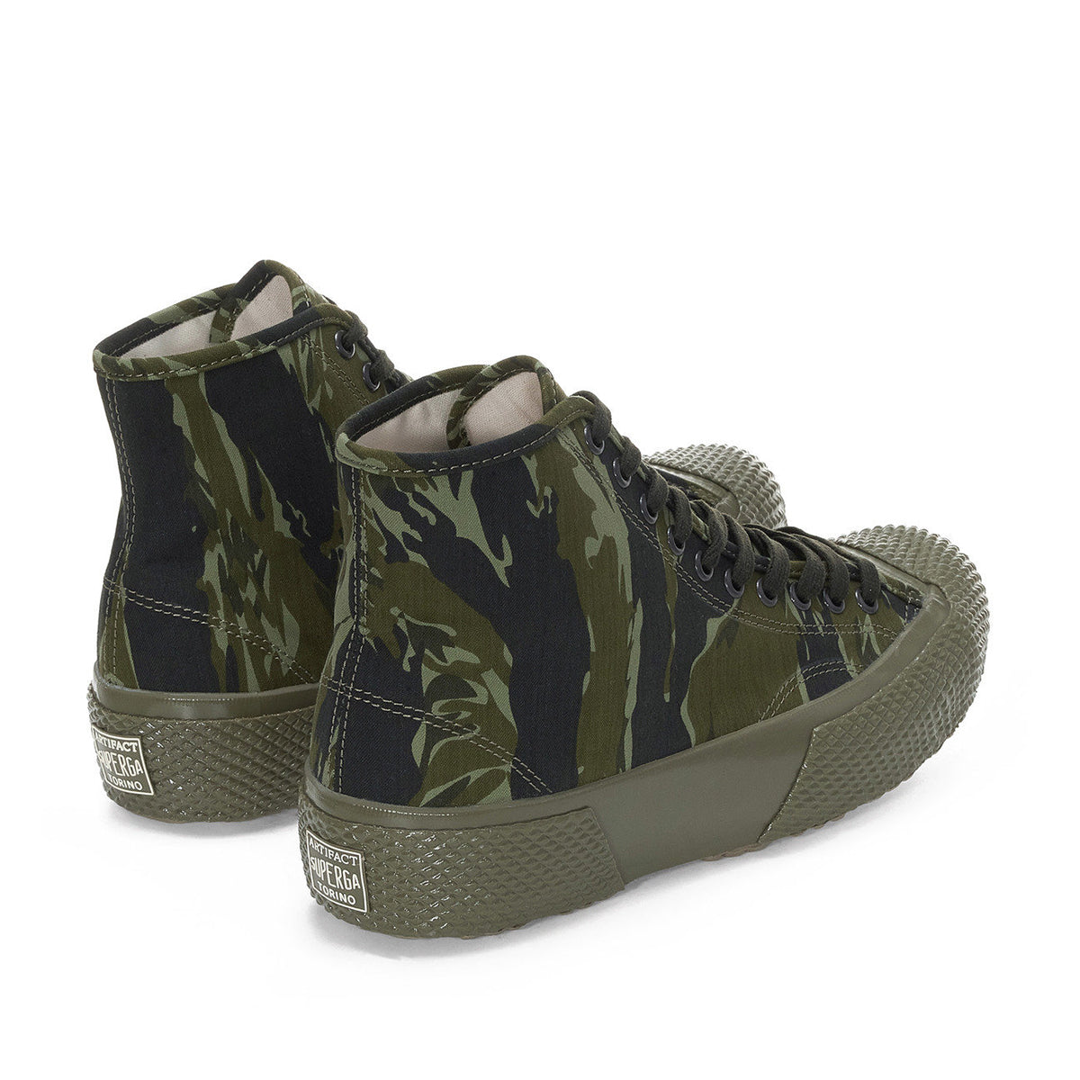 Camo Green-Black - Back - Superga Unisex Adult 2435 Tiger Stripe High Tops