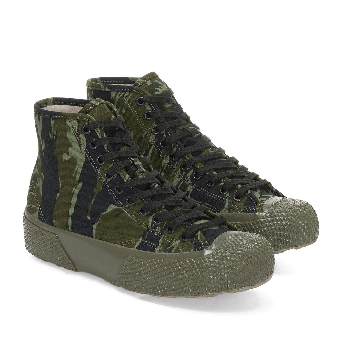 Camo Green-Black - Front - Superga Unisex Adult 2435 Tiger Stripe High Tops