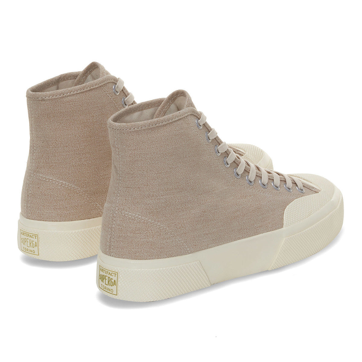 Light Yellow-Off White - Back - Superga Unisex Adult 2433 Csv Salt Pepper High Tops