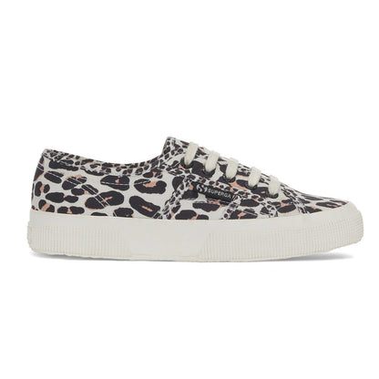 Light Beige-Avorio - Side - Superga Womens-Ladies 2750 Leopard Print Lace Up Trainers