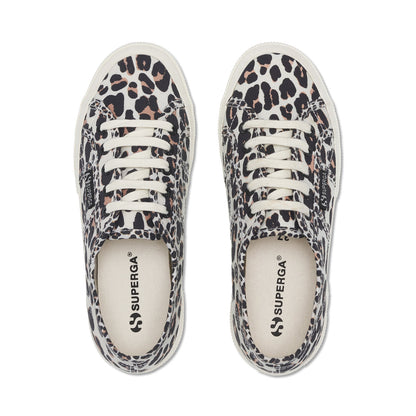 Light Beige-Avorio - Lifestyle - Superga Womens-Ladies 2750 Leopard Print Lace Up Trainers