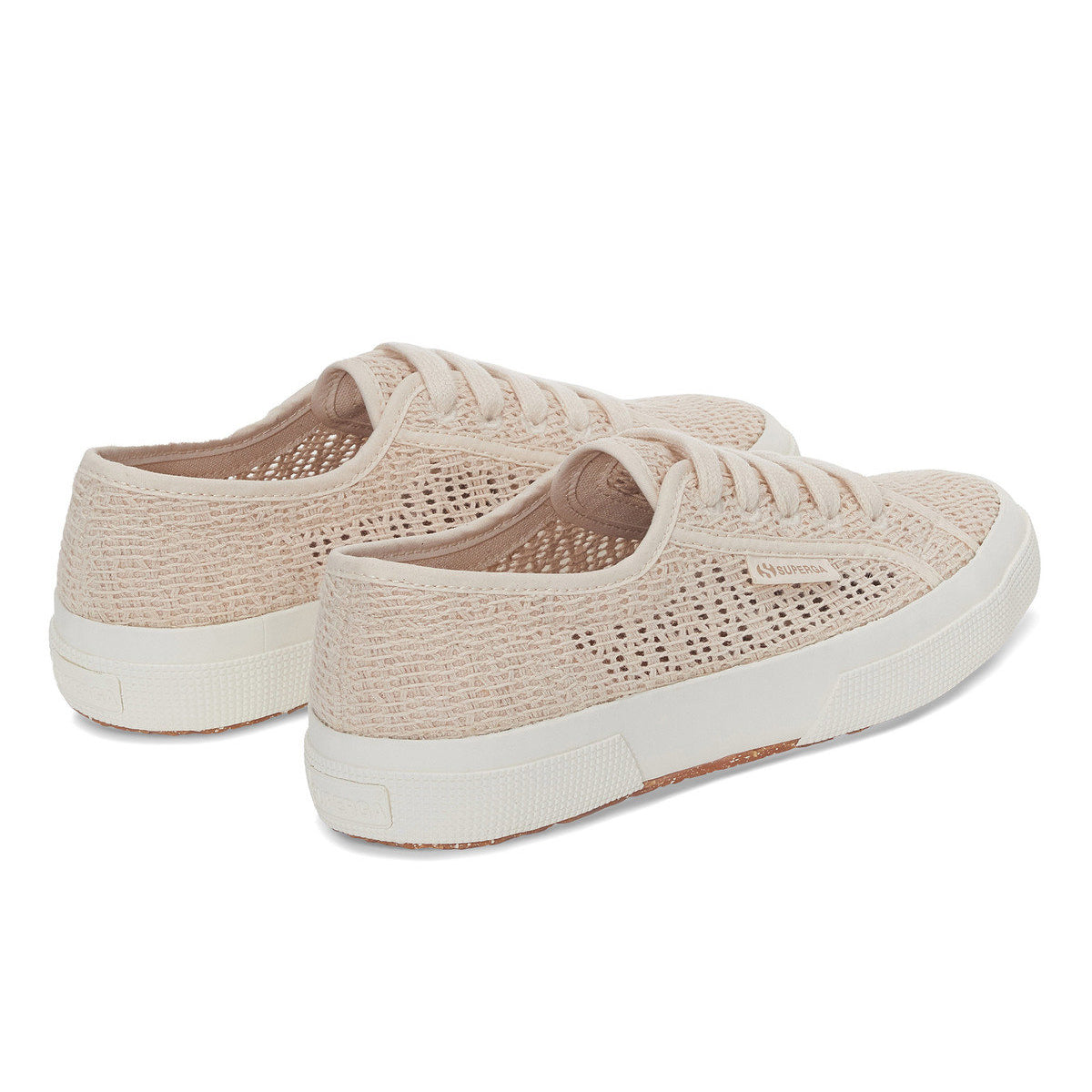 Raw Beige - Back - Superga Womens-Ladies 2750 Macramé Trainers