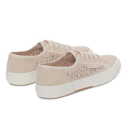 Raw Beige - Back - Superga Womens-Ladies 2750 Macramé Trainers