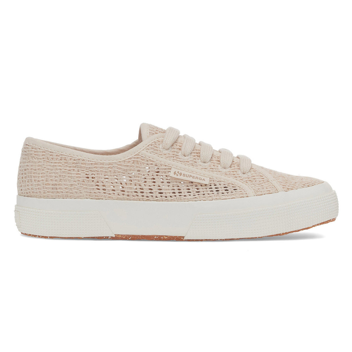 Raw Beige - Side - Superga Womens-Ladies 2750 Macramé Trainers