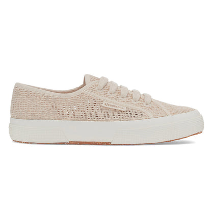 Raw Beige - Side - Superga Womens-Ladies 2750 Macramé Trainers