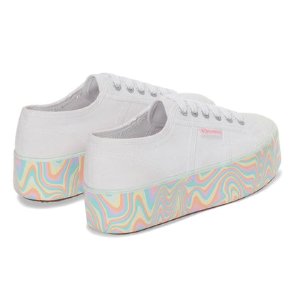 White-Multicoloured-Pastel - Back - Superga Womens-Ladies 2790 Liquified Trainers