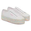 White-Multicoloured-Pastel - Front - Superga Womens-Ladies 2790 Liquified Trainers