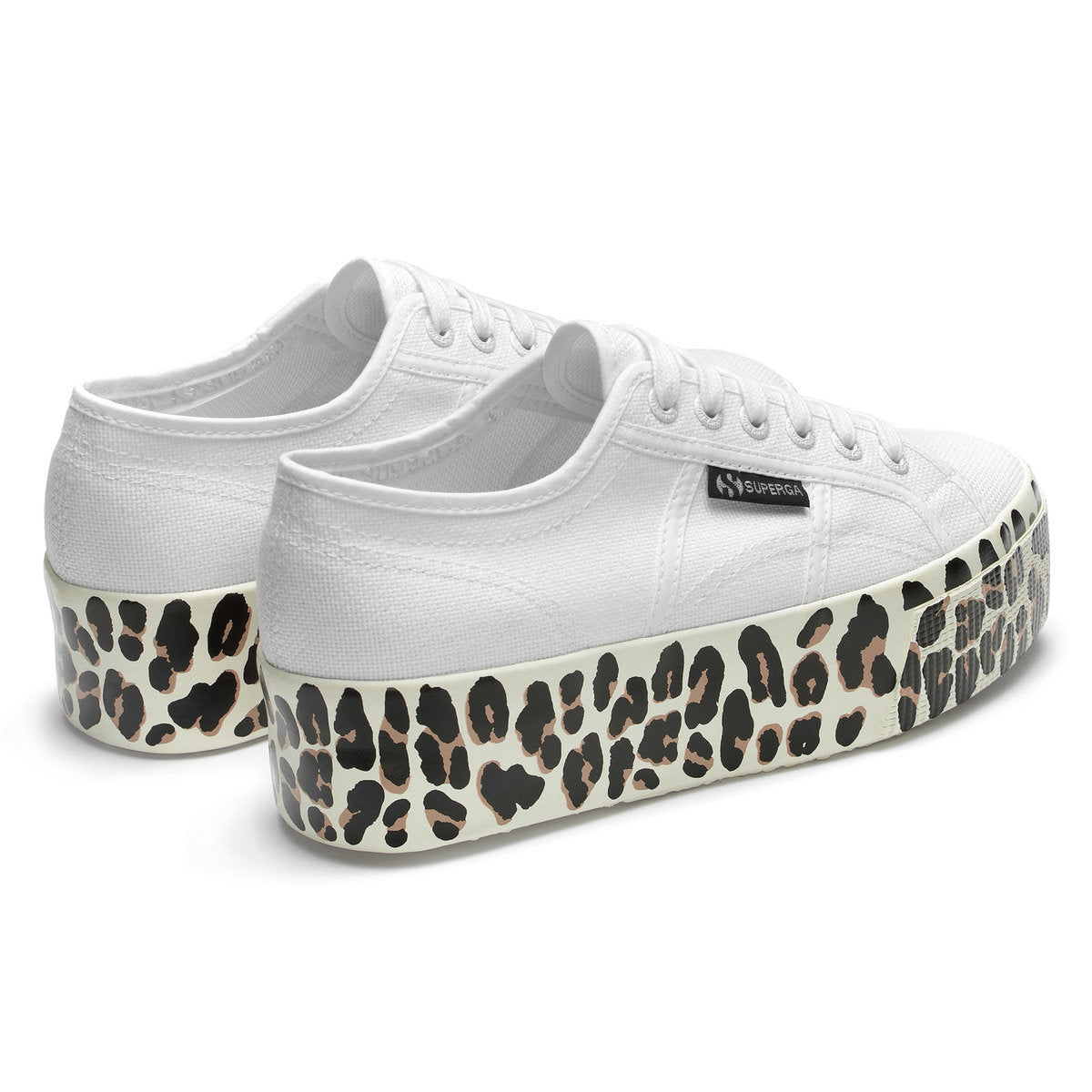 White Avorio-Light Beige - Back - Superga Womens-Ladies 2790 Leopard Print Trainers
