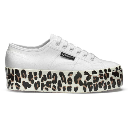White Avorio-Light Beige - Side - Superga Womens-Ladies 2790 Leopard Print Trainers