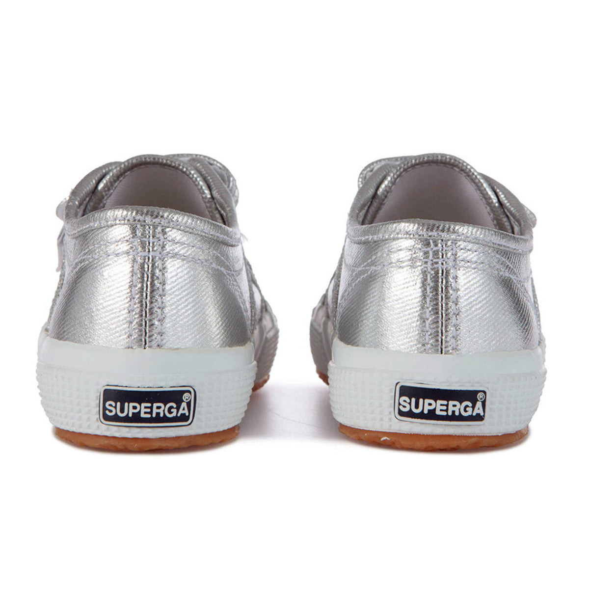 Grey Silver - Back - Superga Childrens-Kids 2750 Cotmetu Metal Effect Trainers