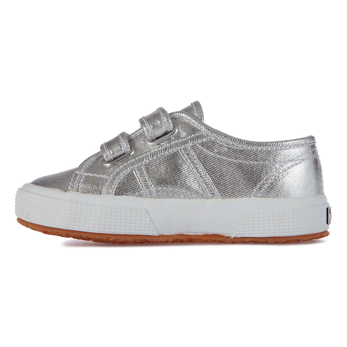 Grey Silver - Side - Superga Childrens-Kids 2750 Cotmetu Metal Effect Trainers
