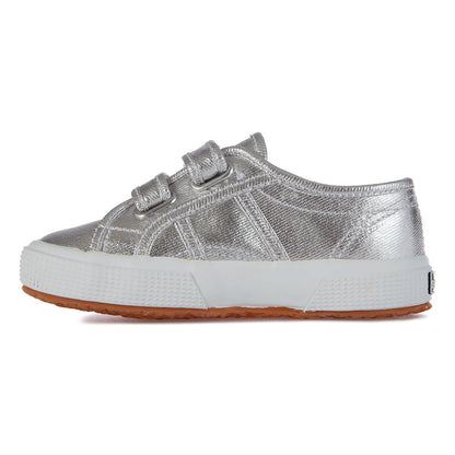Grey Silver - Side - Superga Childrens-Kids 2750 Cotmetu Metal Effect Trainers