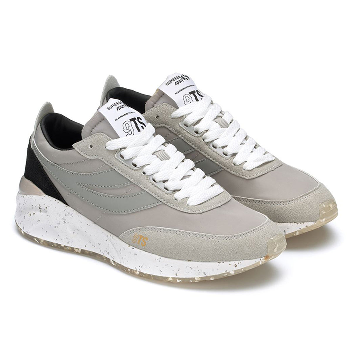 Grey Colomba - Front - Superga Unisex Adult 4089 TS Faux Leather Slim Trainers