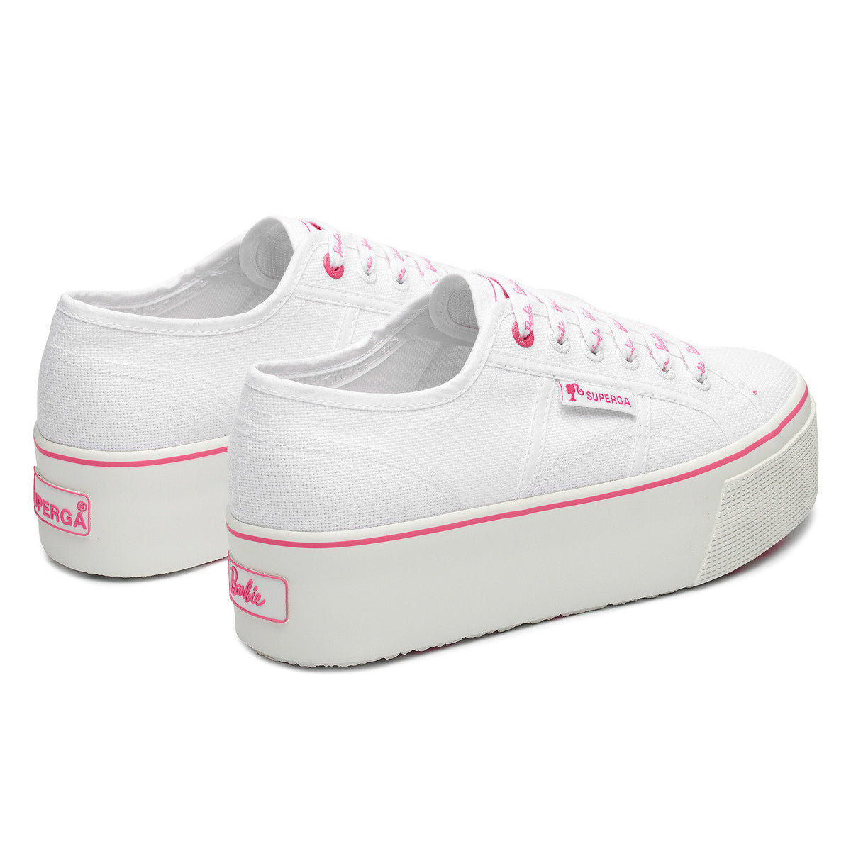 White-Pink - Back - Superga Womens-Ladies 2790 Classic Barbie Trainers