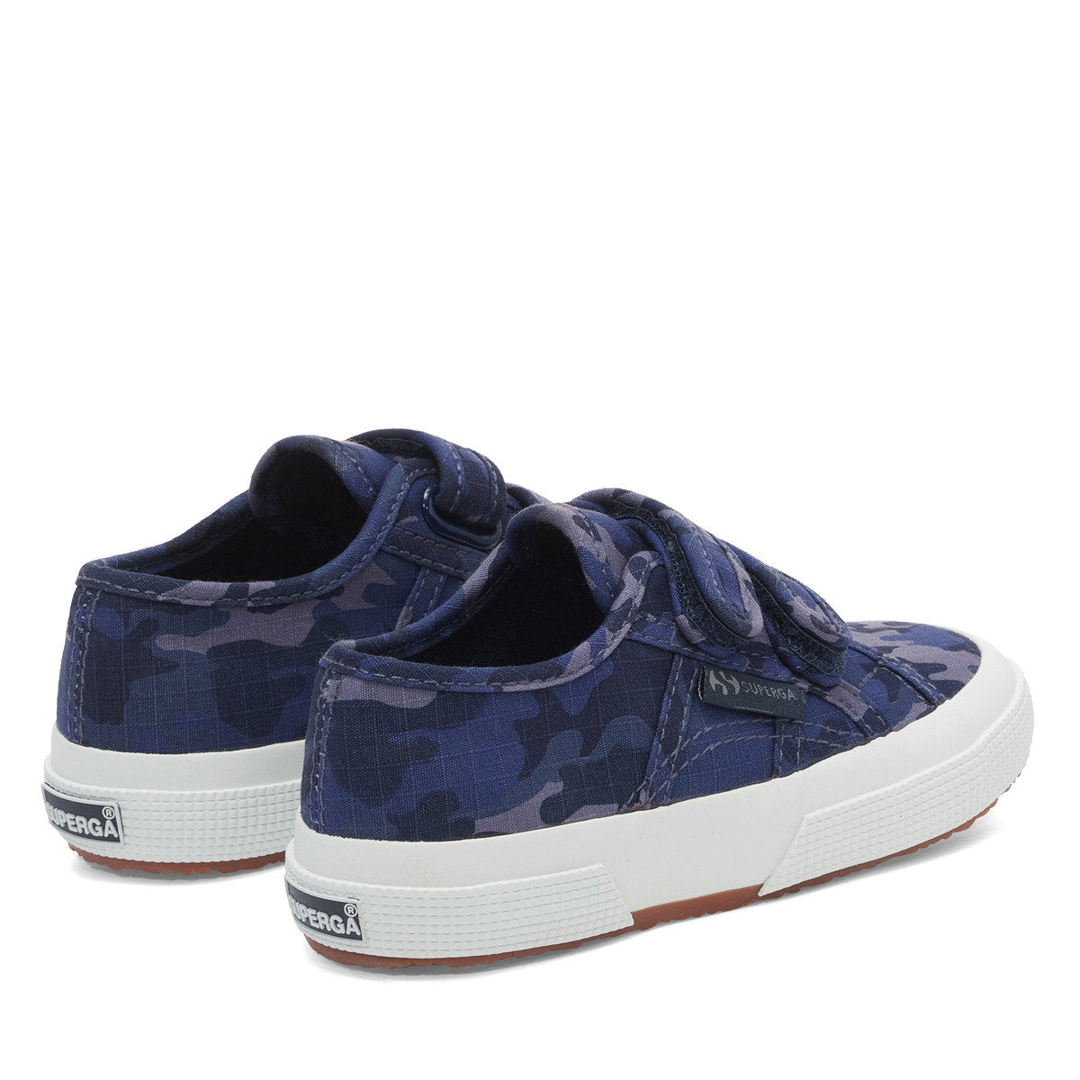 Dark Blue Grey - Back - Superga Childrens-Kids 2750 Camo Ripstop Touch Fastening Trainers