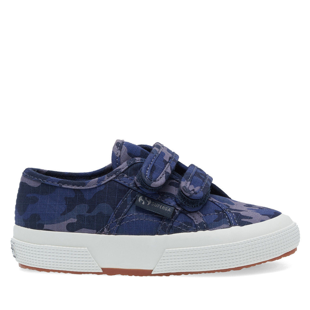Dark Blue Grey - Side - Superga Childrens-Kids 2750 Camo Ripstop Touch Fastening Trainers