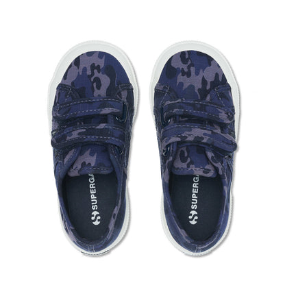 Dark Blue Grey - Lifestyle - Superga Childrens-Kids 2750 Camo Ripstop Touch Fastening Trainers