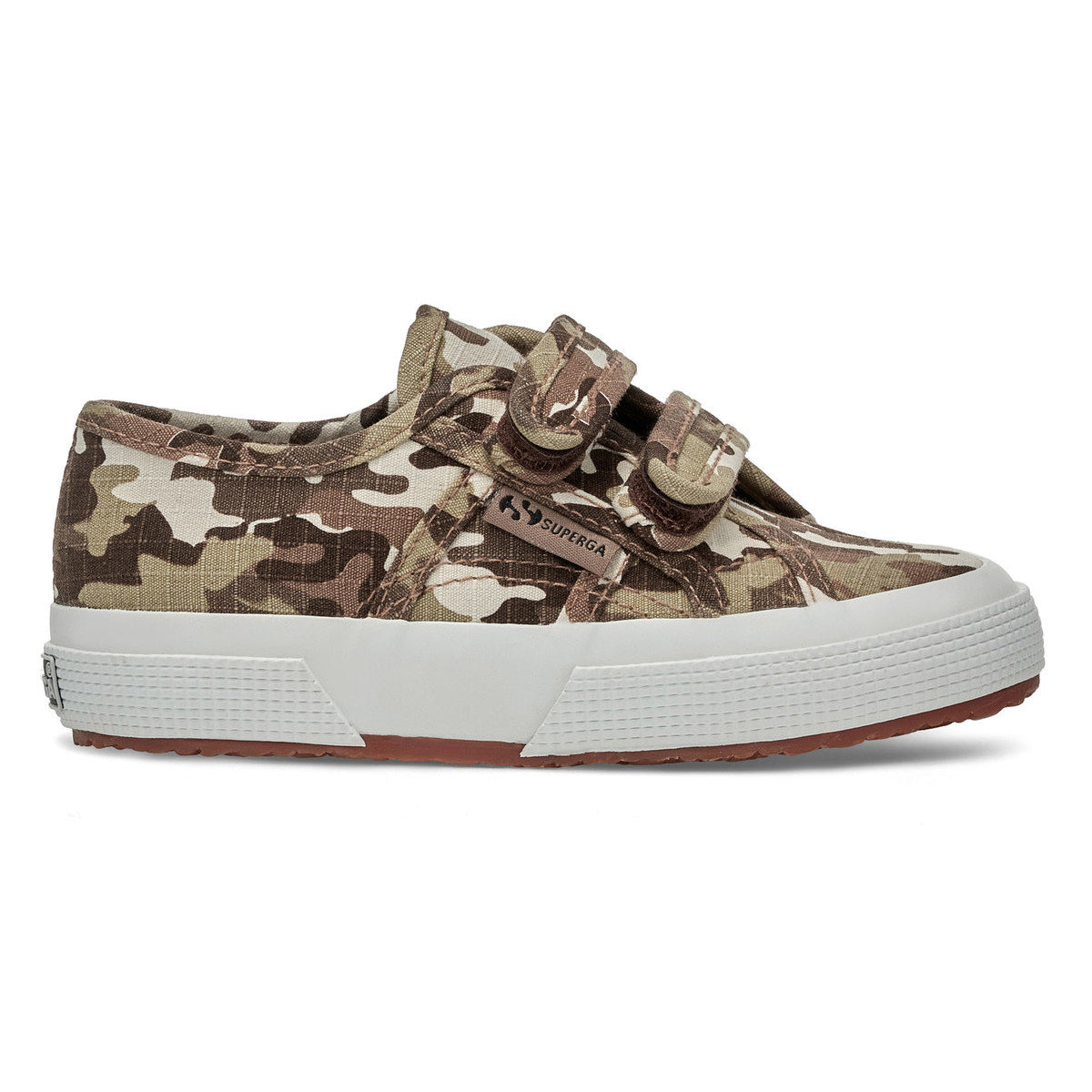 Raw Beige - Side - Superga Childrens-Kids 2750 Camo Ripstop Touch Fastening Trainers