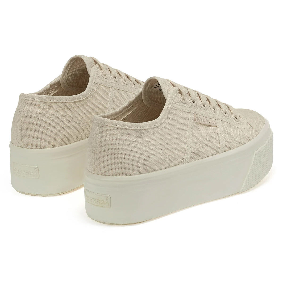 Total Beige Raw-Avorio - Back - Superga Womens-Ladies 2790 Shiny Gum Trainers