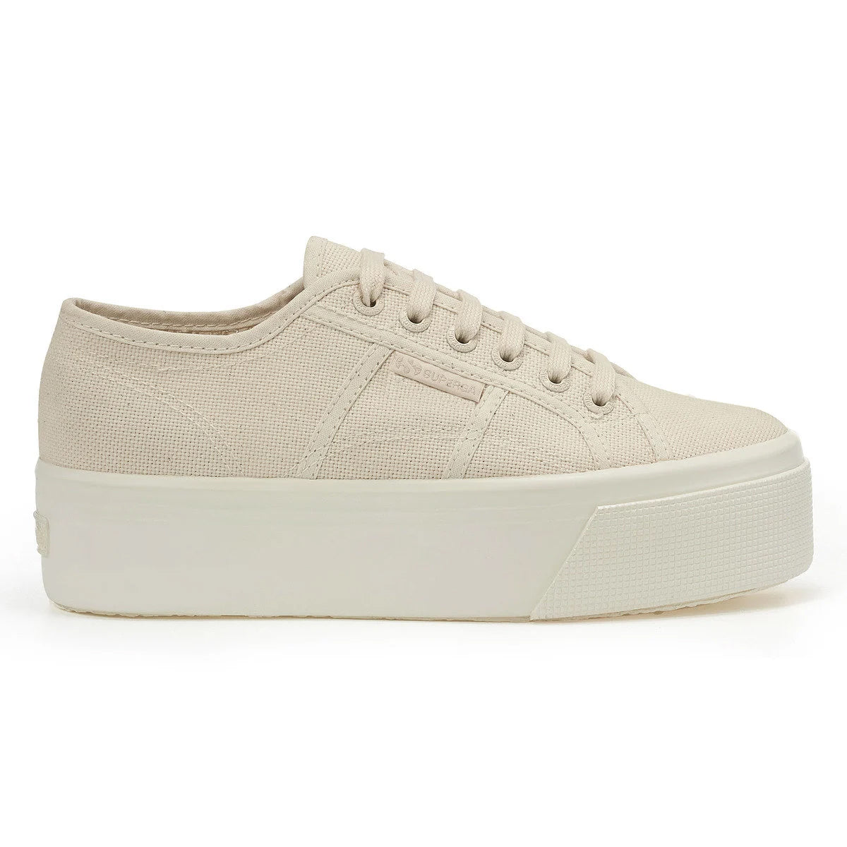 Total Beige Raw-Avorio - Side - Superga Womens-Ladies 2790 Shiny Gum Trainers