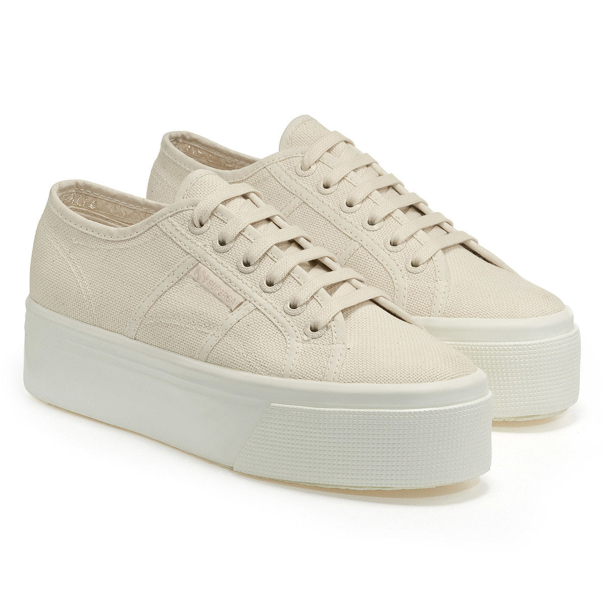 Total Beige Raw-Avorio - Front - Superga Womens-Ladies 2790 Shiny Gum Trainers
