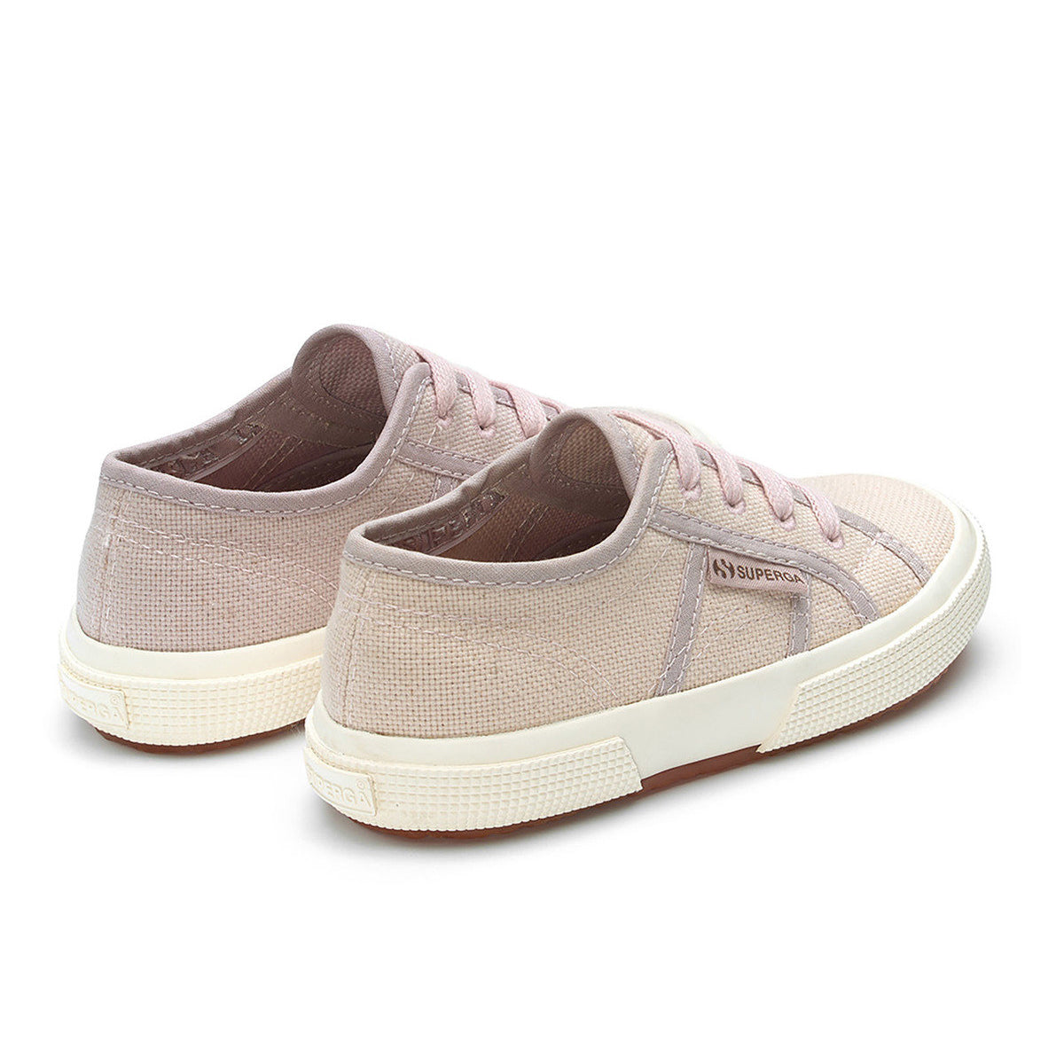 Pink Magenta Leaves - Back - Superga Childrens-Kids 2750 Organic Canvas Trainers