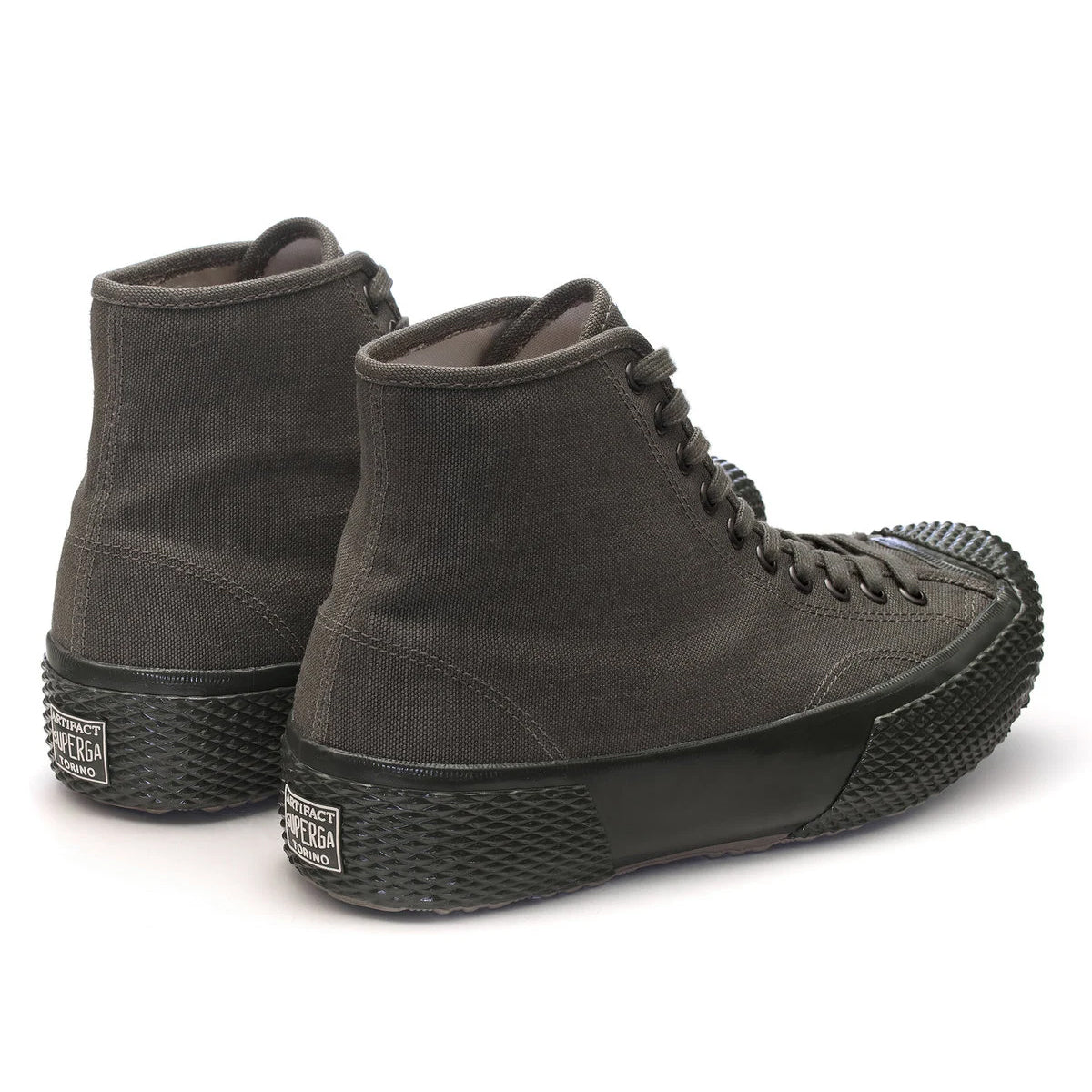 Green-Dark Green - Back - Superga Mens 2435 Deadstock French Cotton High Tops