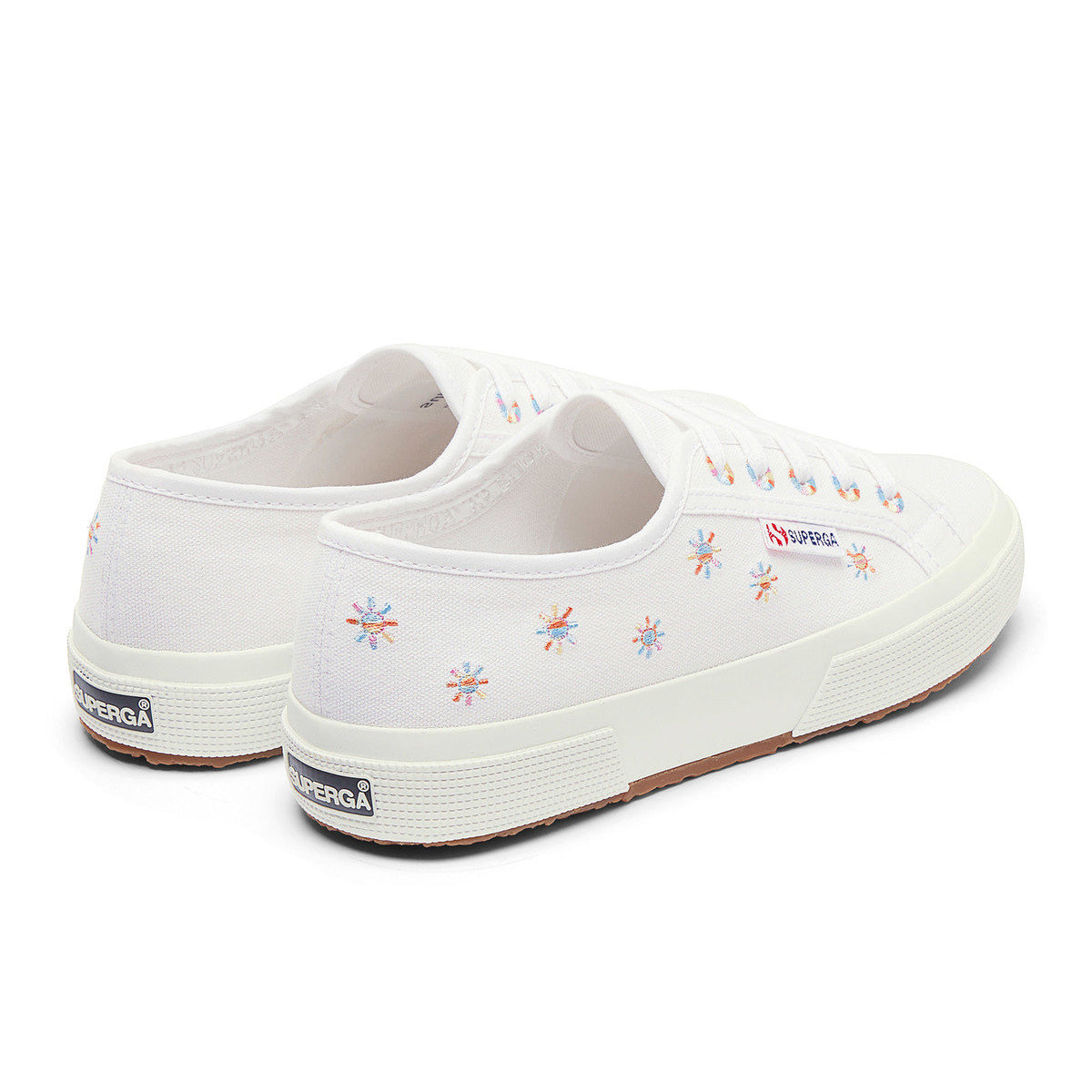 White-Multicoloured - Back - Superga Womens-Ladies 2750 Sun Embroidery Trainers